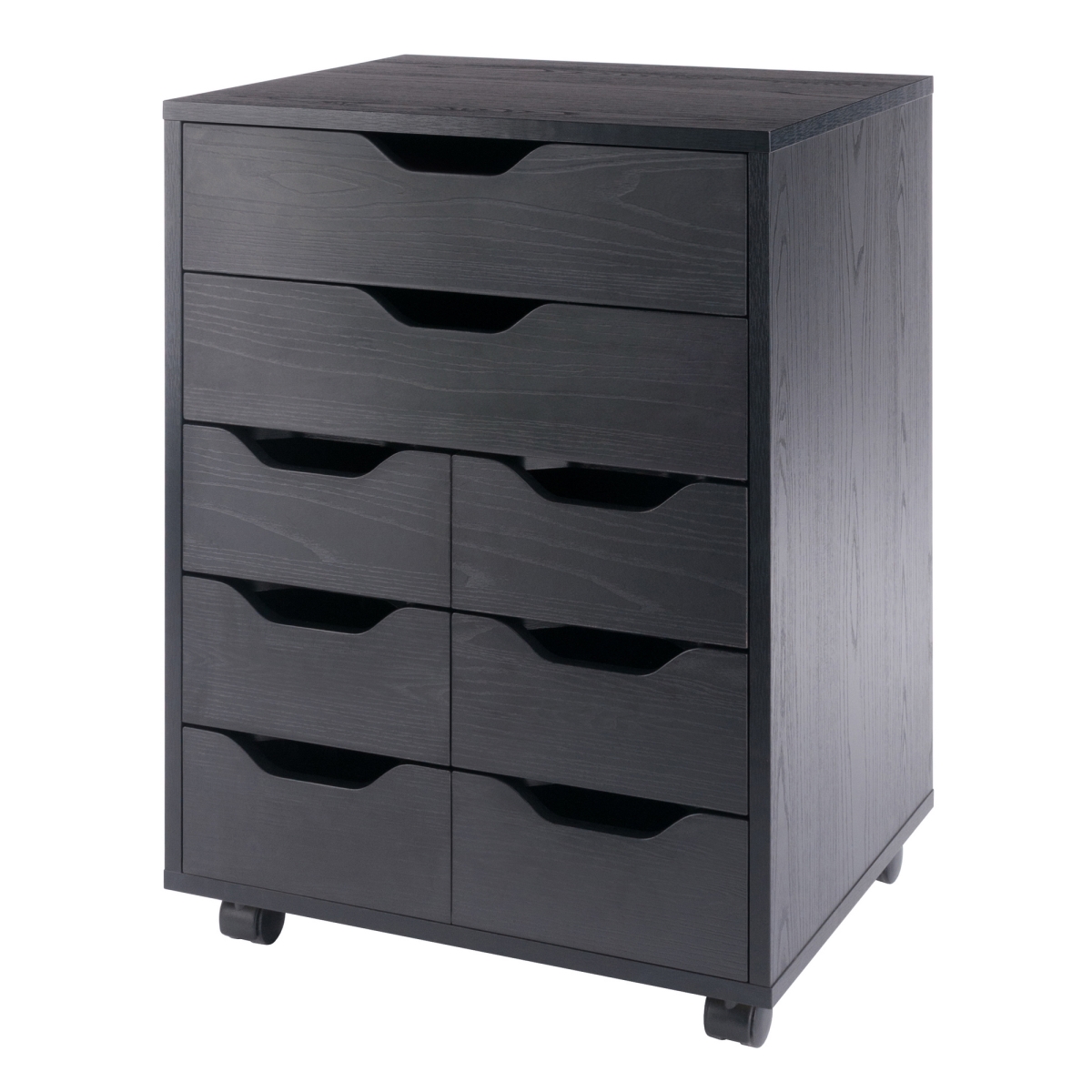 20919 Norfolk 6 Bins, 2 Drawer Mobile Cabinet, Black Finish