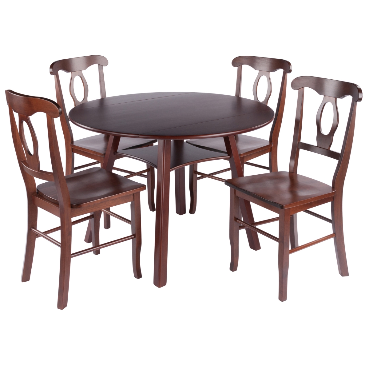 94558 Marbelle Table 5-Pc Drop Leaf Dining Table with 4 Renaissance Chairs, Walnut
