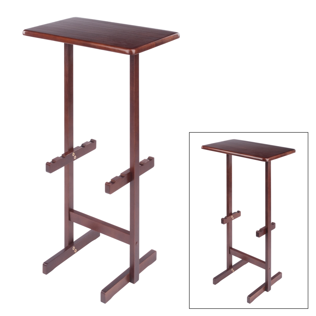 94112 Riley Snack Table Rack, Walnut Finish
