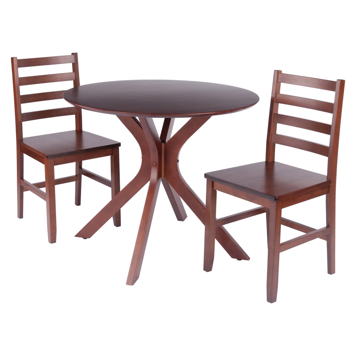 94863 Lexa Dining Table with Splayed Legs, Walnut Finish with 2 Hamilton Dining Chairs
