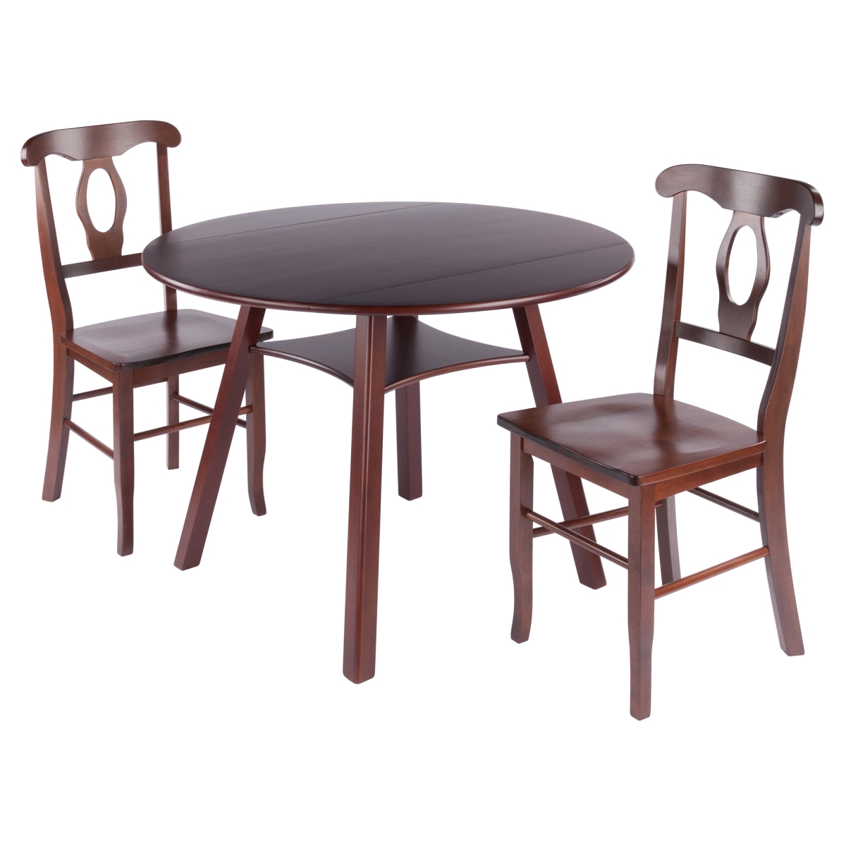 94855 Marbelle Table 3-Pc Drop Leaf Dining Table with 2 Renaissance Chairs, Walnut