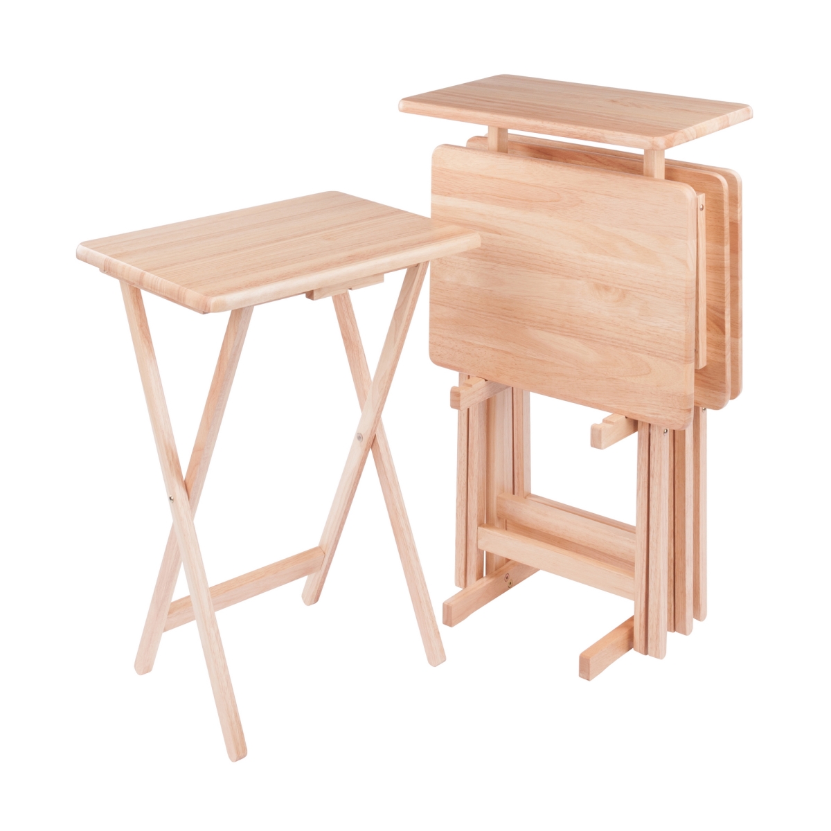 42525 Riley 5-Pc Set Snack Table, Natural Finish