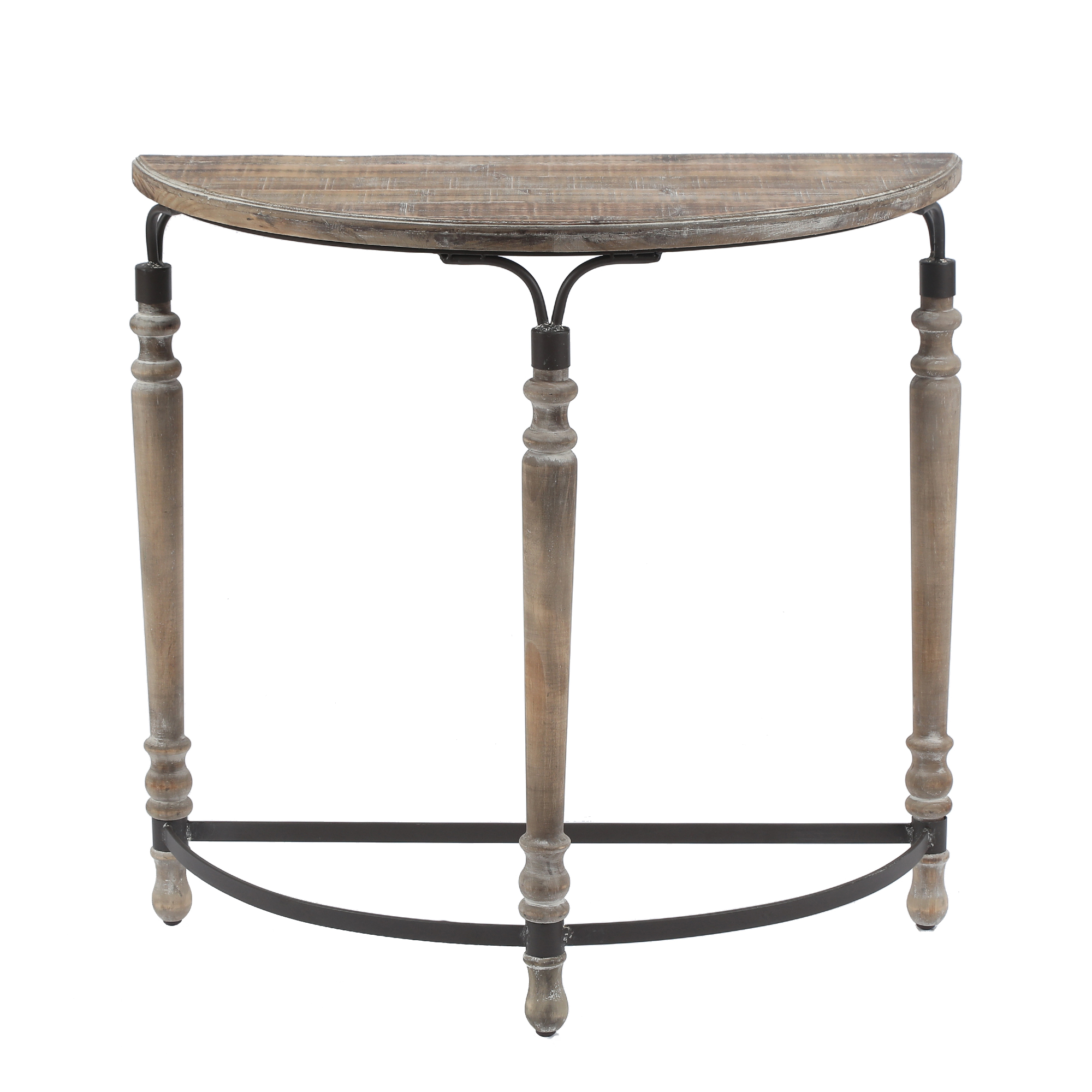 LuxenHome Wood Rustic Half Moon Entryway Table -  WHIF771