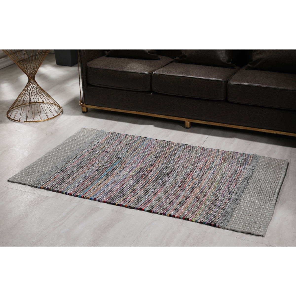 3'x5' Handloom Beige Recycled Cotton Rug -  Luxen Home, WHTXR646-M