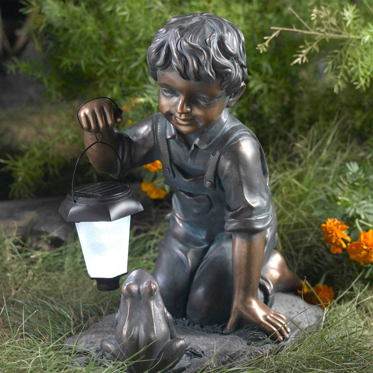 Luxen Home Boy with Solar Light and Frog Garden Statue -  GrillTown, GR2684084