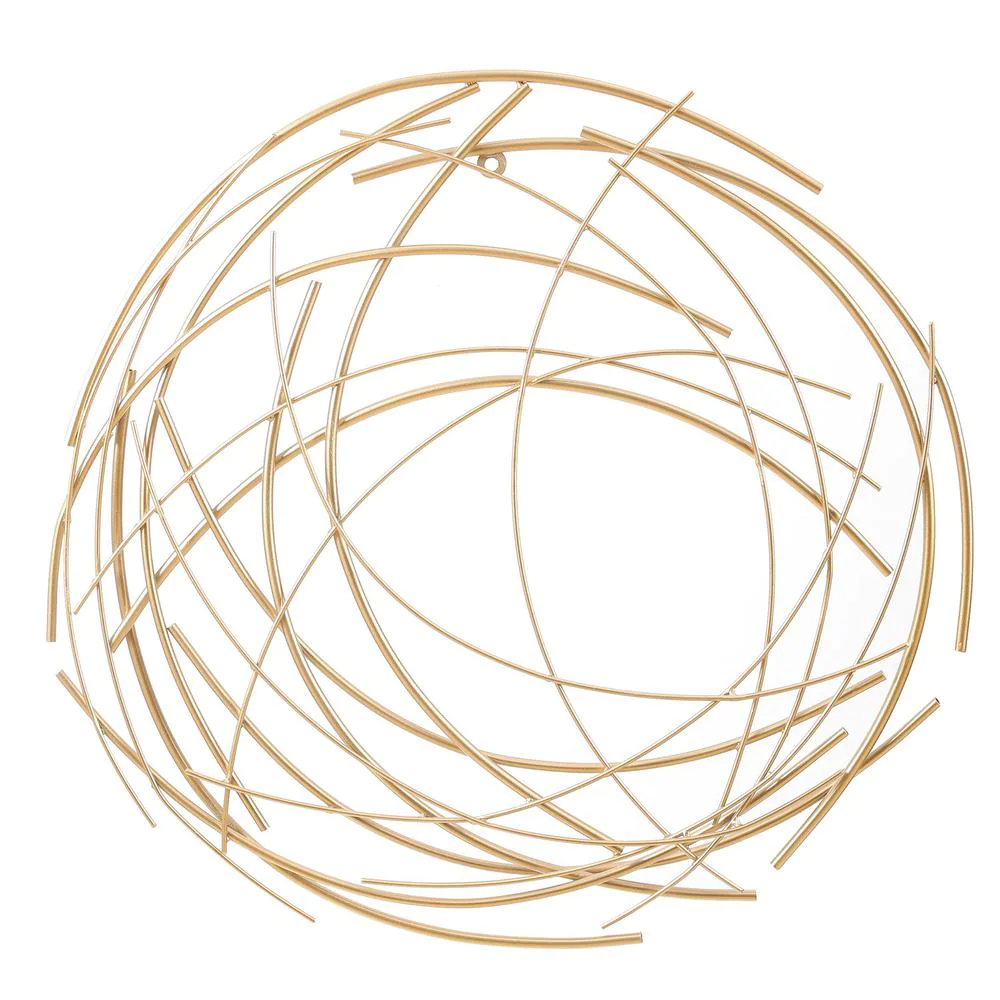 Luxen Home Abstract Gold Iron Sticks Round Wall Decor -  LuxenHome, WHA1334