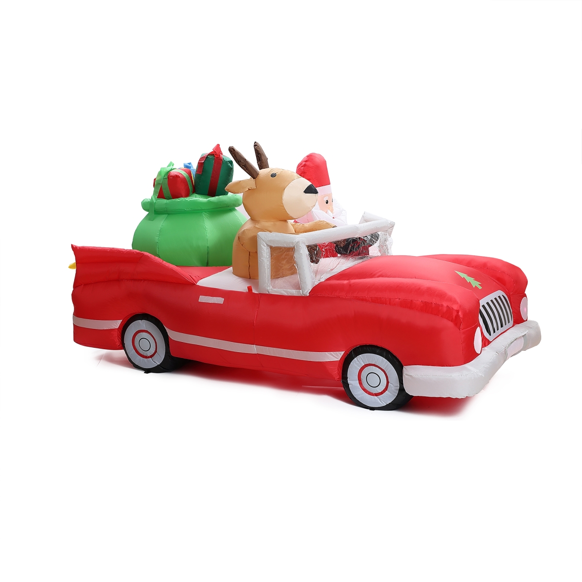 Picture of LuxenHome WHIN1778 LuxenHome 8Ft L Santa in Red Convertible Car Outdoor Holiday Inflatable with LED lights