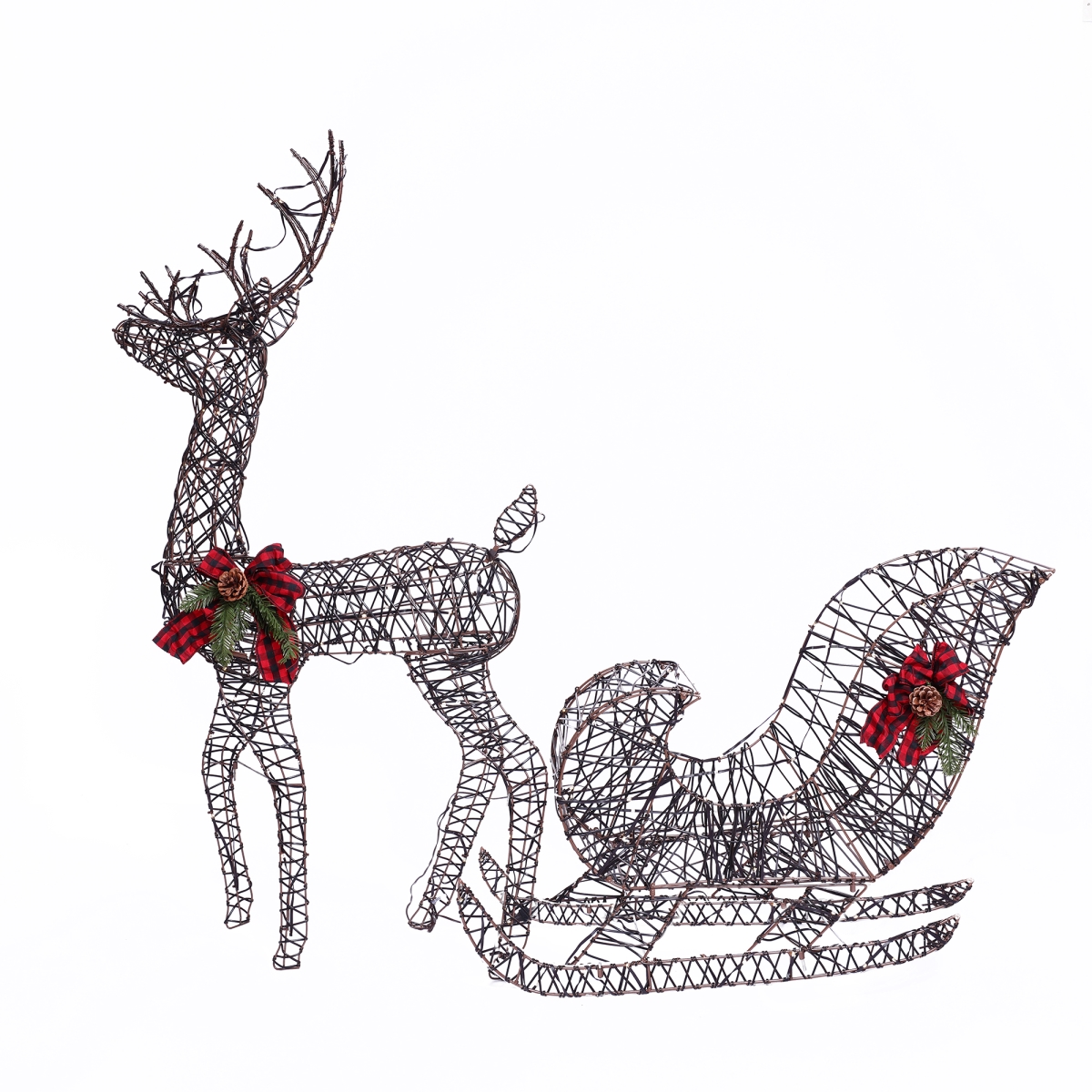 Picture of LuxenHome WHHD1799 LuxenHome Reindeer and Sleigh Lighted Holiday Decoration
