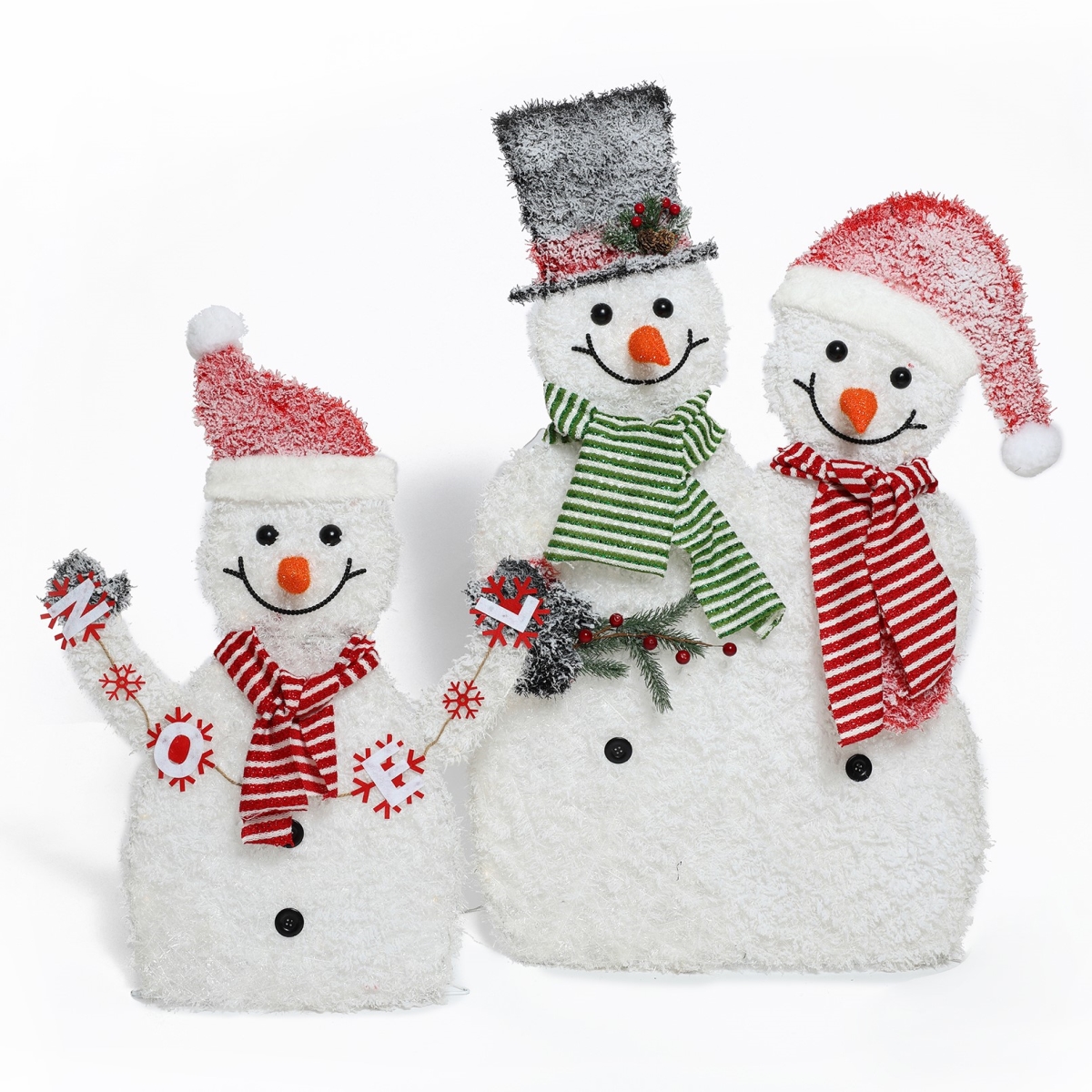 Picture of LuxenHome WHHD1790 LuxenHome 2-Piece Snowman Family Trio Lighted Holiday Decoration