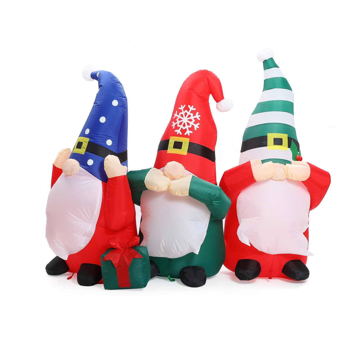 Picture of LuxenHome WHIN1779 LuxenHome 6Ft L Gnome Elf Trio Outdoor Holiday Inflatable with LED lights