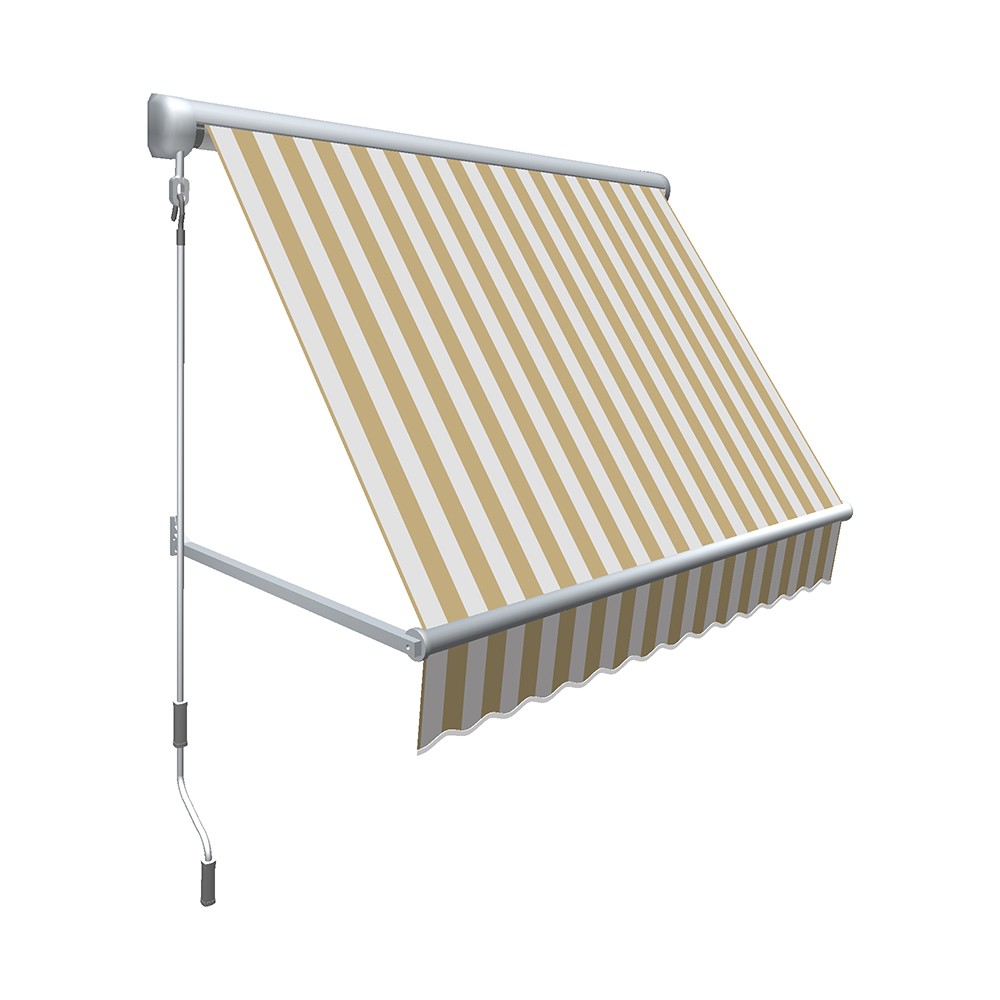 6 ft. Mesa Window Retractable Awning, Linen & White - 24 x 24 in.