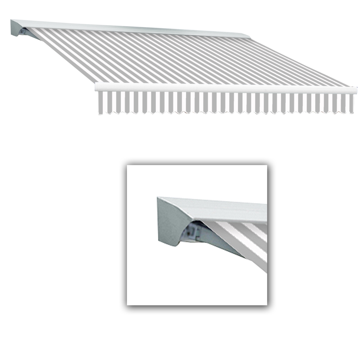 24 ft. Destin with Hood Left Motor & Remote Retractable Awning, Gray & White - 120 in.