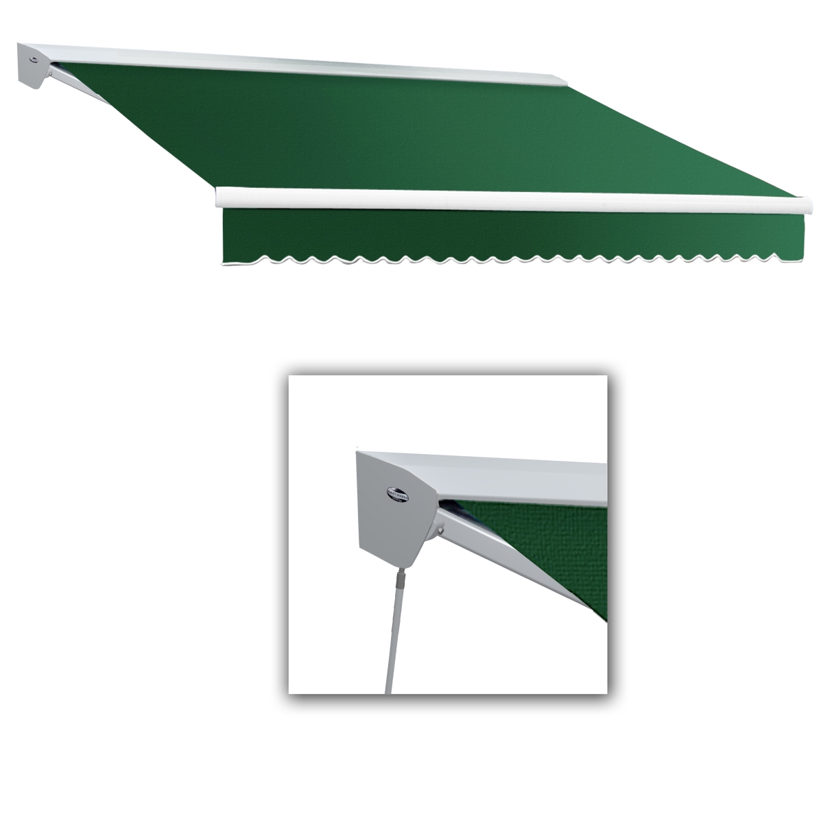 8 ft. Destin with Hood Left Motor & Remote Retractable Awning, Forest Green - 78 in.