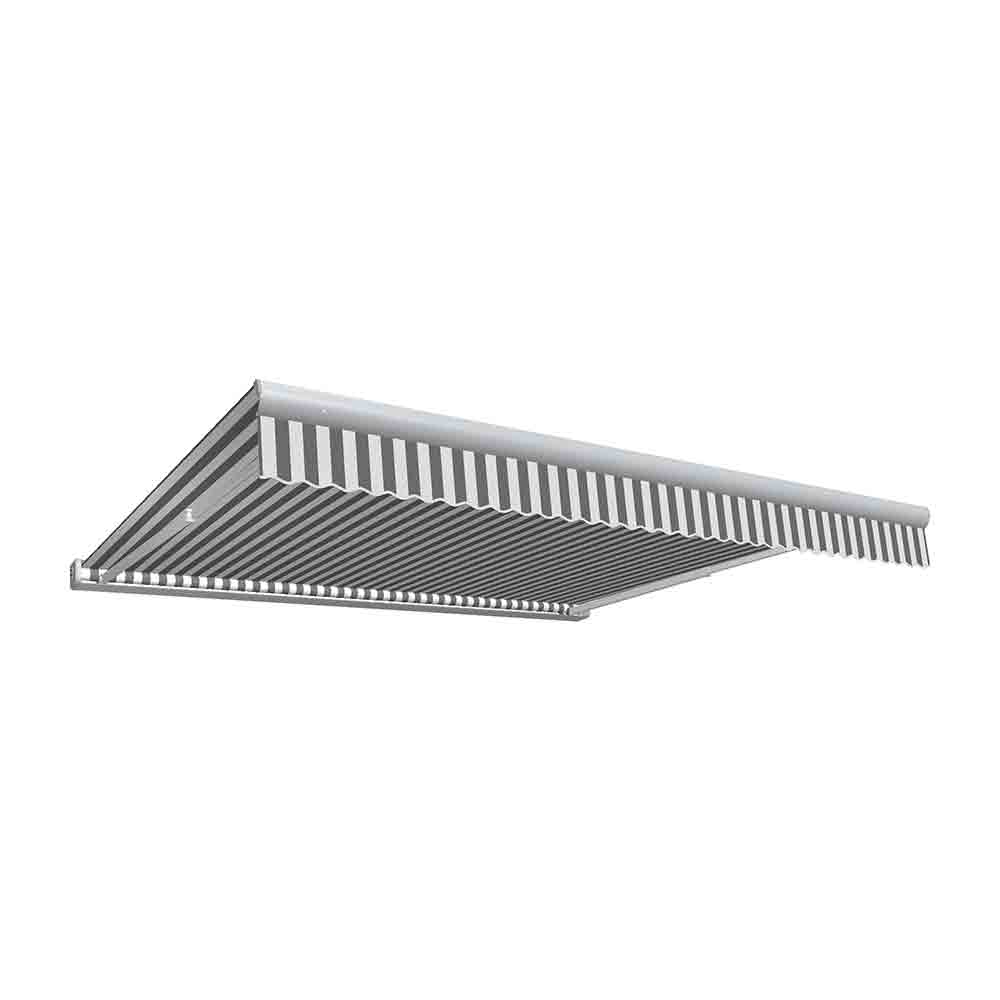 14 ft. Key West Full Cassette Left Motor & Remote Retractable Awning, Gray & White - 120 in.