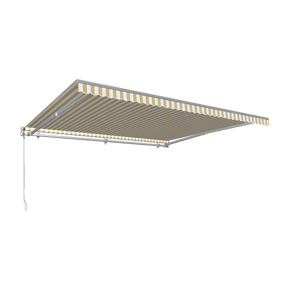 8 ft. Maui Left Motor & Remote Retractable Awning, Linen & White - 84 in.