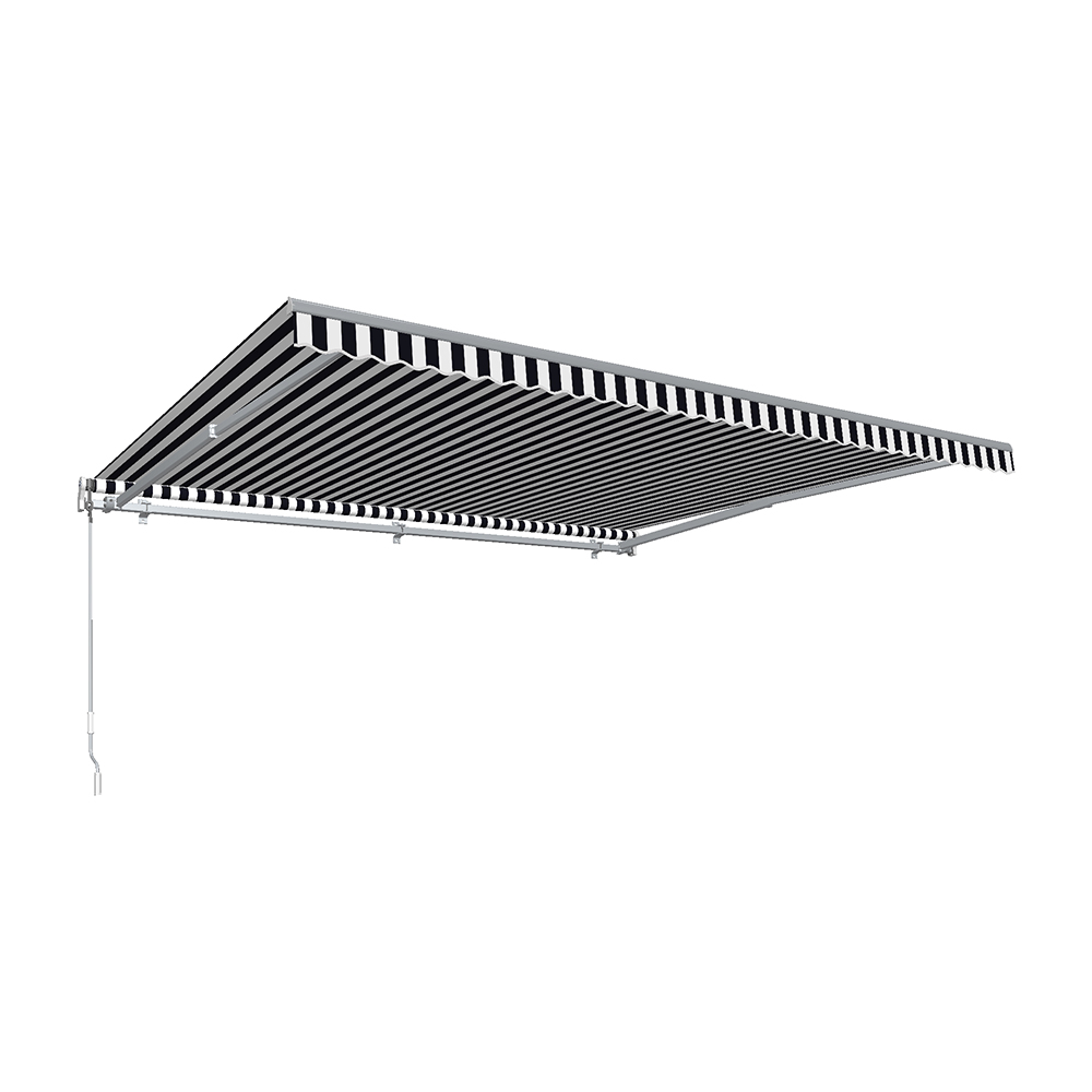 12 ft. Maui Manual Retractable Awning, Black & White - 120 in.