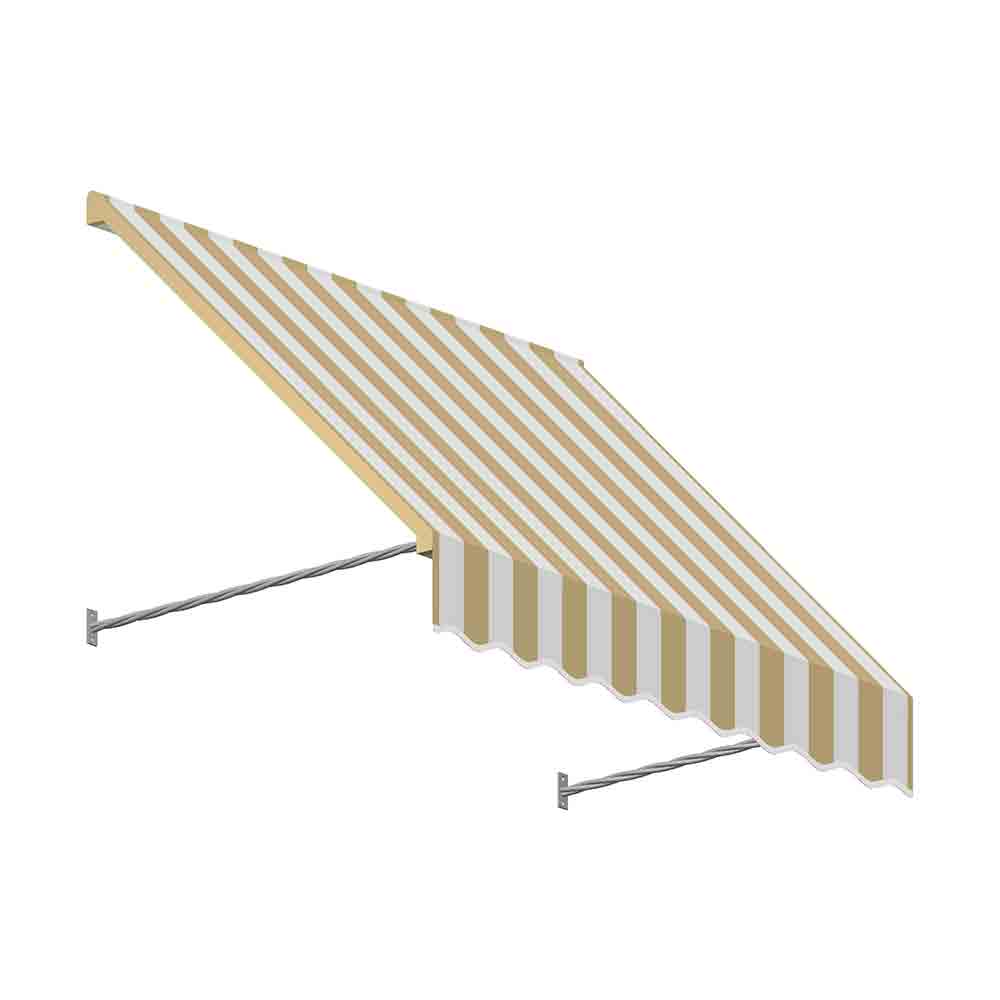 5.38 ft. Santa Fe Twisted Rope Arm Window & Entry Awning, Linen & White - 44 x 24 in.