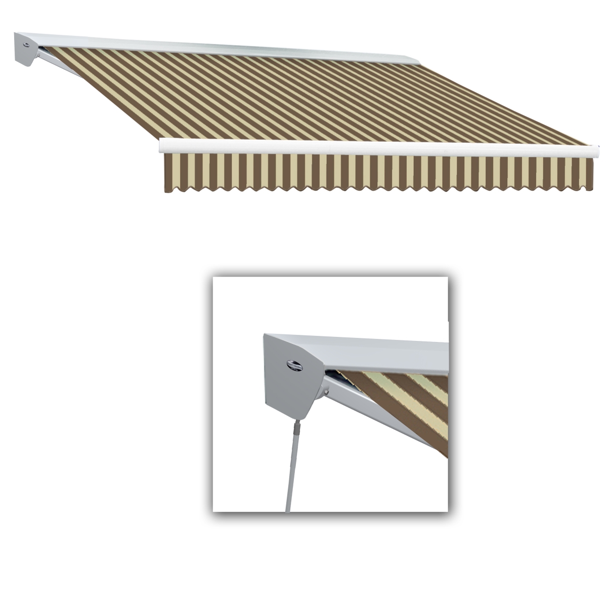 8 ft. Destin with Hood Manual Retractable Awning, Brown & Tan - 78 in.