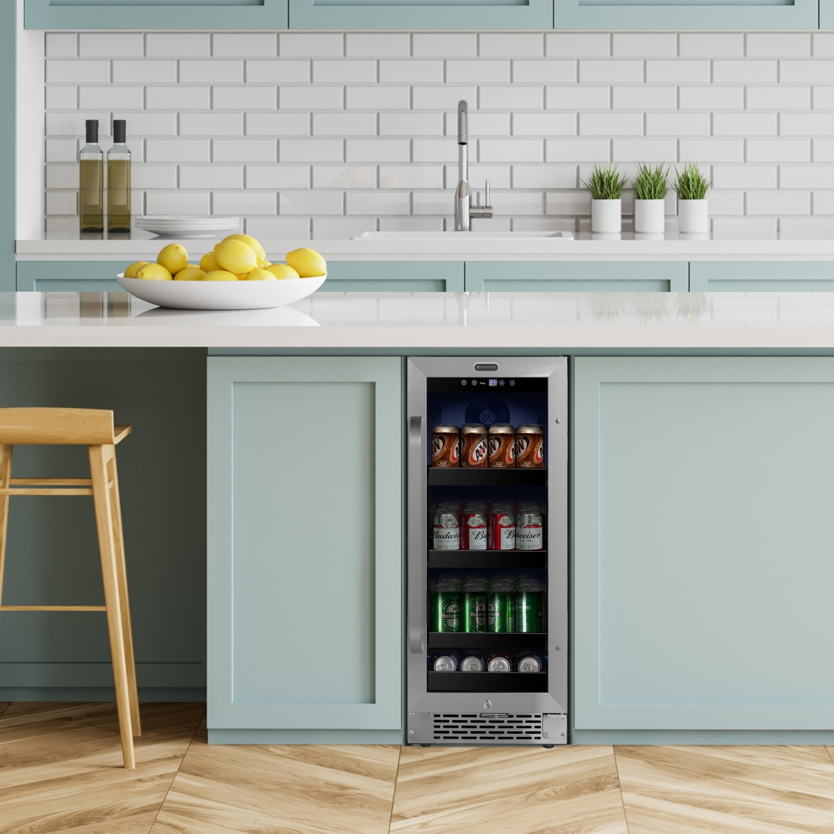 Picture of Whynter BBR-838SB 15 inch Built-In 80 Can Undercounter Stainless Steel Beverage Refrigerator with Reversible Door, Digital Control, Lock & Carbon Filter