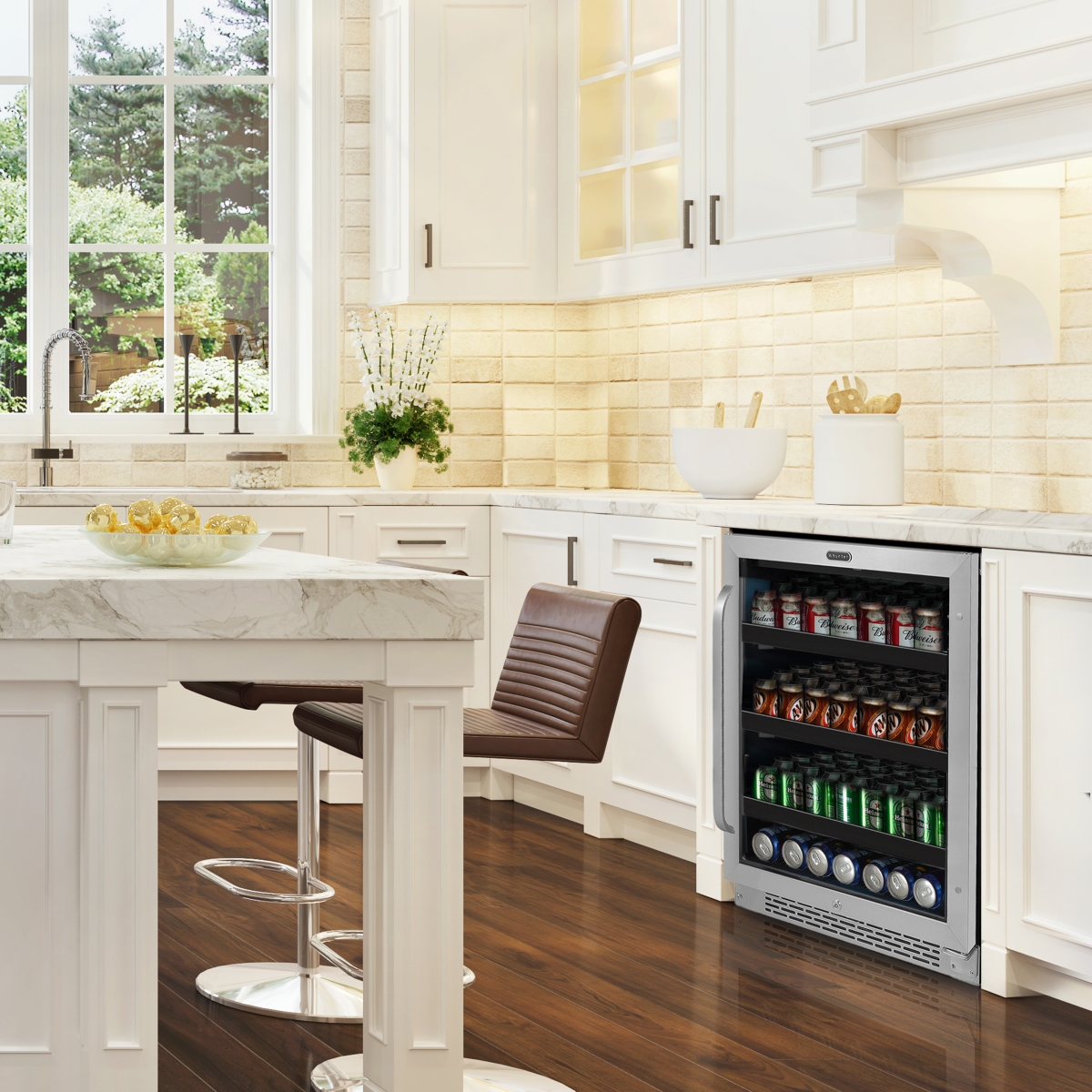 Picture of Whynter BBR-148SB 24 in. Built-In 140 Can Undercounter Stainless Steel Beverage Refrigerator with Reversible Door, Digital Control, Lock & Carbon Filter