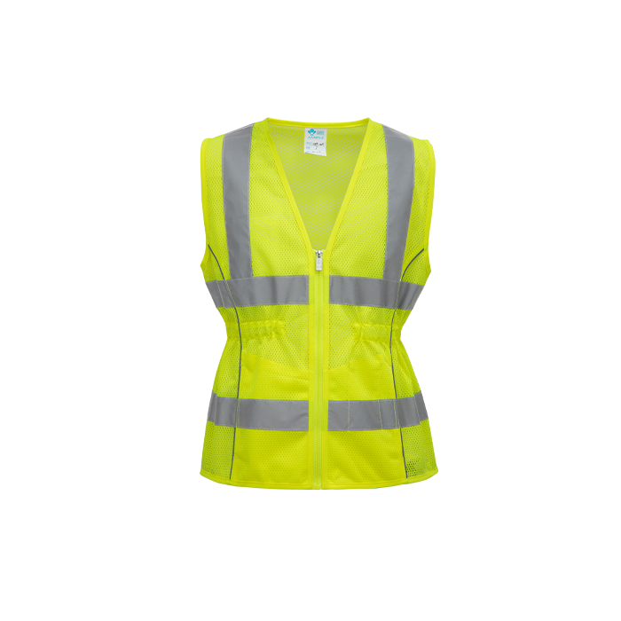 Hi-Vis Fitted Safety Vest XL Class 2 U Back, ,Zipper 2 Pockets
