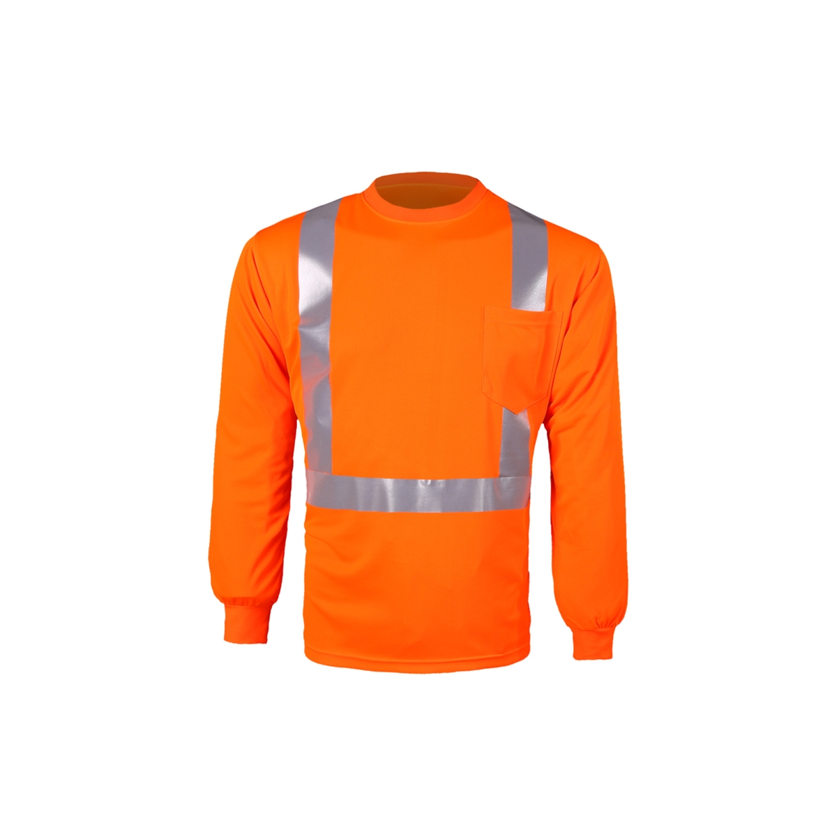 Class 2 High-Viz Long Sleeve Birdseye T-Shirt, Orange - Medium