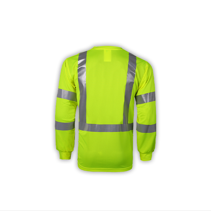 High-Viz Class 3 Long Sleeve Birdseye T-Shirt, Lime - Extra Large