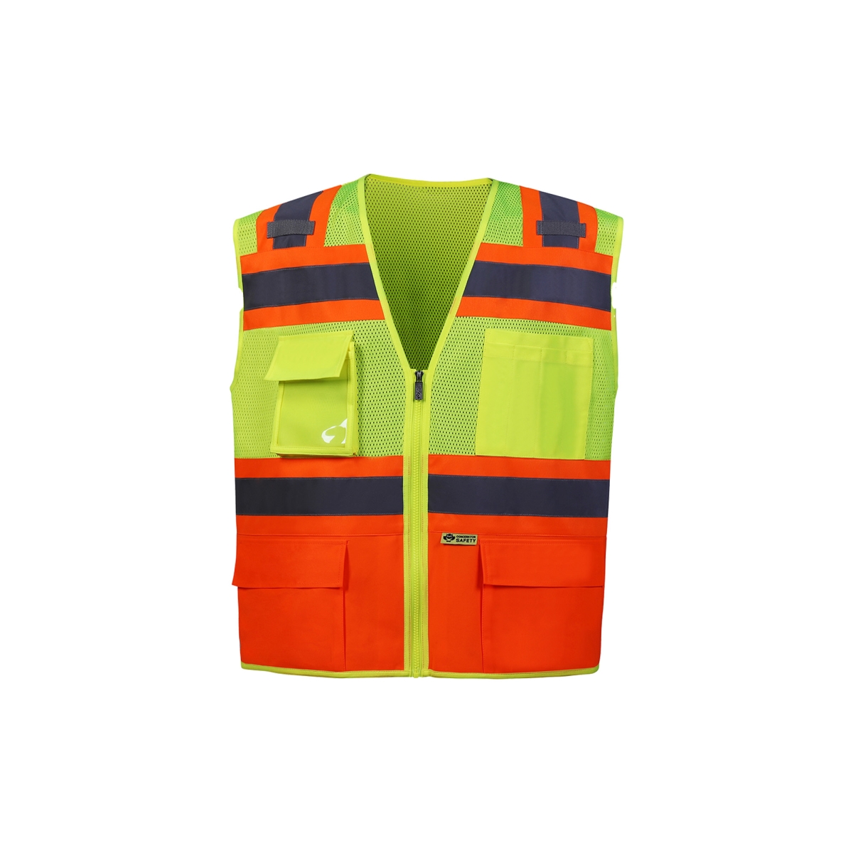Class 2 Contrast Two Tone Vest with Trim, Orange - Small
