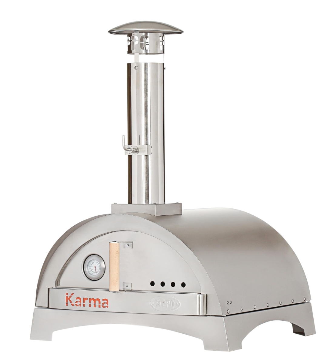 Picture of WPPO WKK-01S-304 25 in. Karma 304 Stainless Steel Wood Fired Pizza Oven with Base