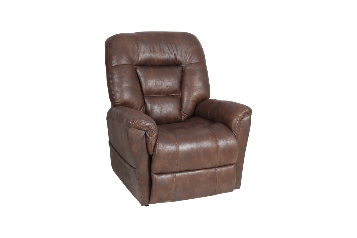 Single Motor Lift Recliner with Heat & Massage, Brown