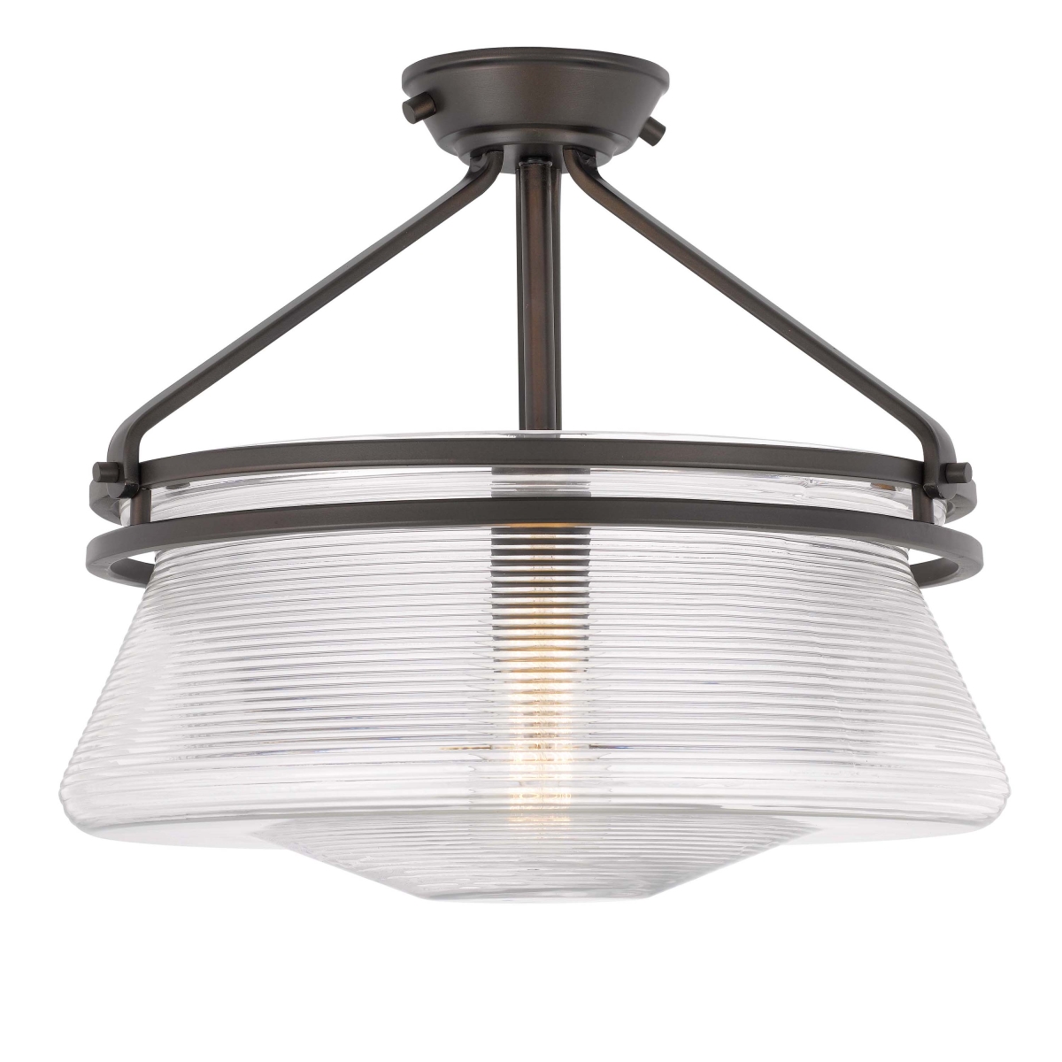 Picture of Worldwide Lighting E30005-013 13 x 14 x 14 in. O Keefe 1-Light Semi-Flush Mount&#44; ORB Embossed Glass