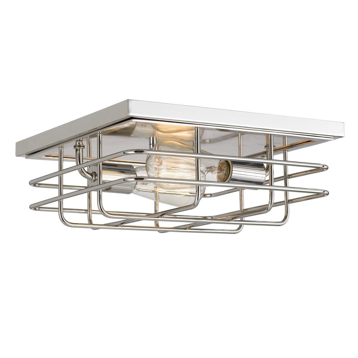 Picture of Worldwide Lighting E30025-006 5 x 12.63 x 12.63 in. Attica 2-Light Polished Flush Mount&#44; Nickel