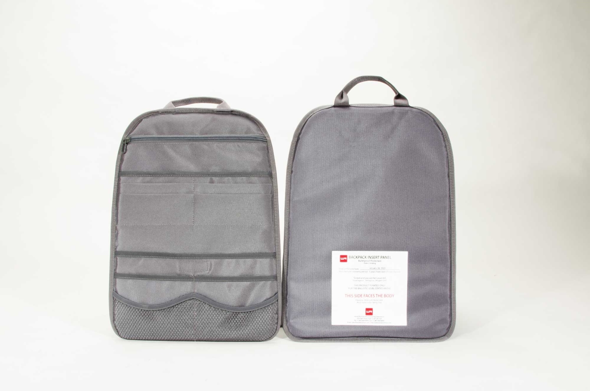 1101-0 Bullet Proof Insert Panel Backpack, Grey