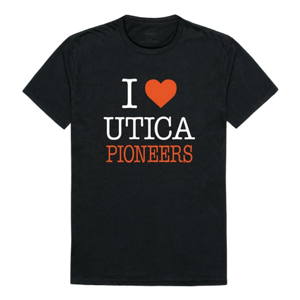 551-492-BLK-03 Utica College Pioneers I Love T-Shirt, Black - Large -  W Republic