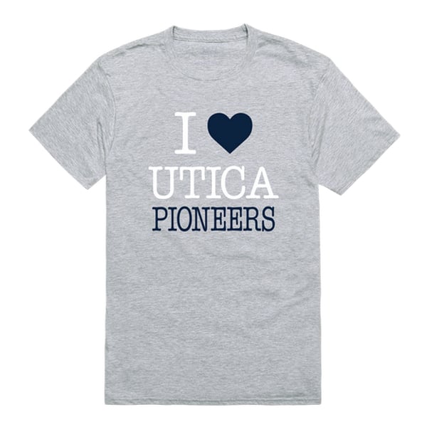 551-492-HGY-03 Utica College Pioneers I Love T-Shirt, Heather Grey - Large -  W Republic