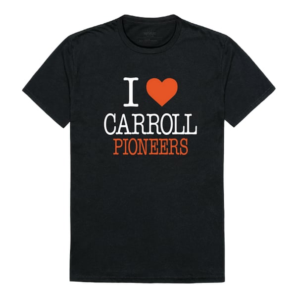 551-508-BLK-03 Carroll University Pioneers I Love T-Shirt, Black - Large -  W Republic