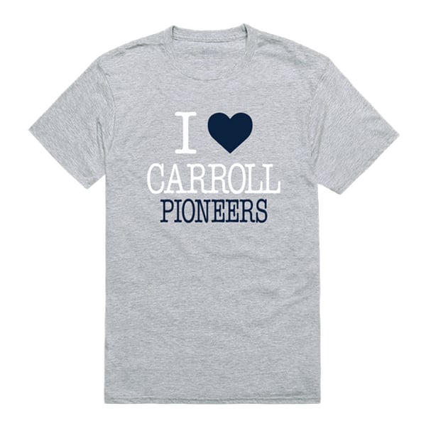 551-508-HGY-02 Carroll University Pioneers I Love T-Shirt, Heather Grey - Medium -  W Republic