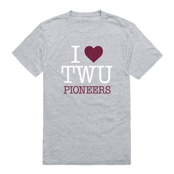 551-597-HGY-01 Texas Womans University Pioneers I Love T-Shirt, Heather Grey - Small -  W Republic