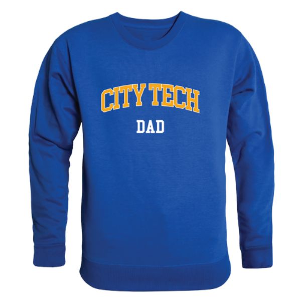 562-664-RYL-01 New York City College of Technology Yellow Jackets Dad Crewneck Sweatshirt, Royal - Small -  W Republic