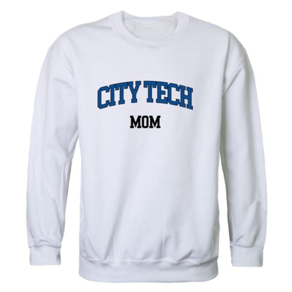 564-664-WHT-01 New York City College of Technology Yellow Jackets Mom Crewneck Sweatshirt, White - Small -  W Republic