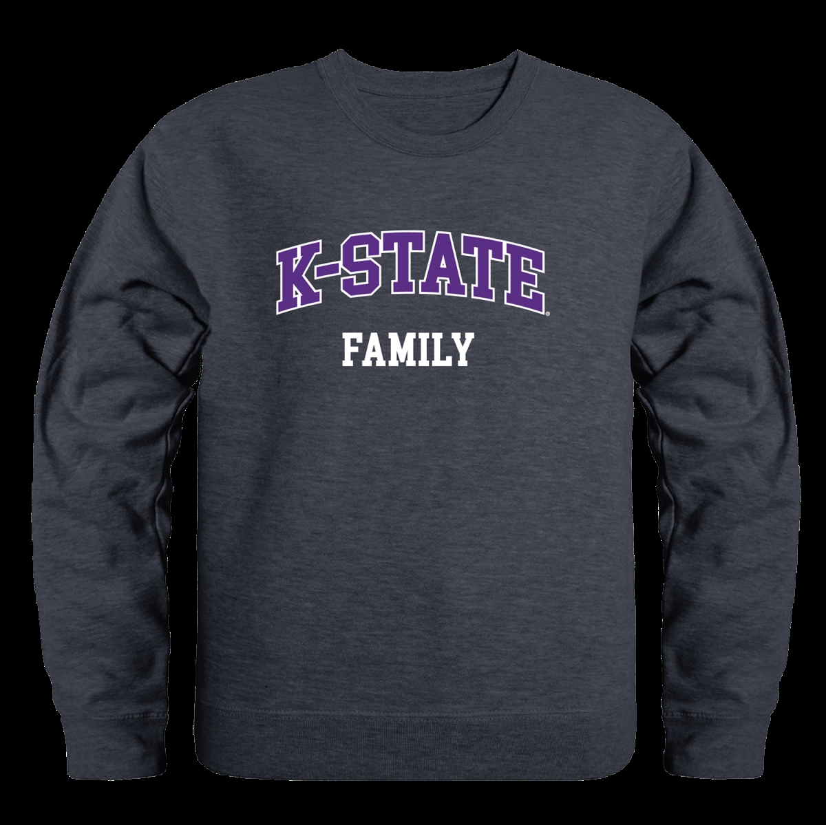 572-127-HCH-02 Kansas State University Wildcats Family Crewneck Sweatshirt, Heather Charcoal - Medium -  W Republic