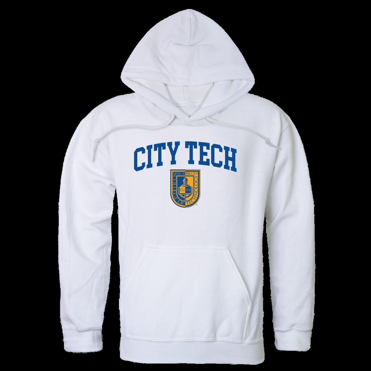 569-664-WHT-01 New York City College of Technology Yellow Jackets Seal Hoodie, White - Small -  W Republic