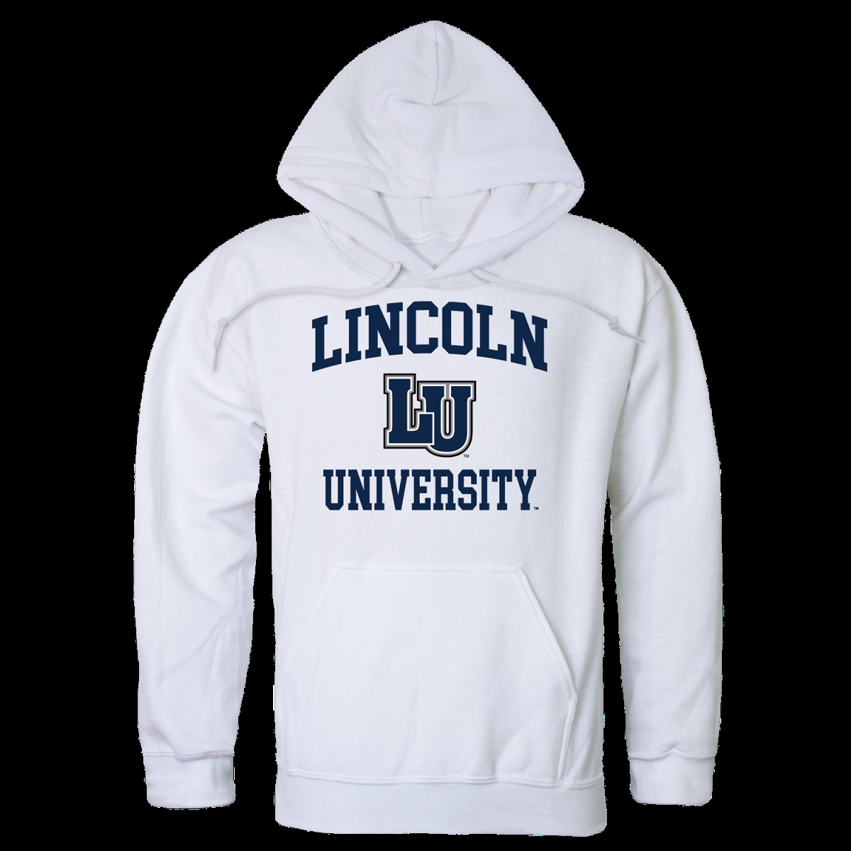 569-720-WHT-02 Lincoln University Blue Tigers Seal Hoodie, White - Medium -  W Republic