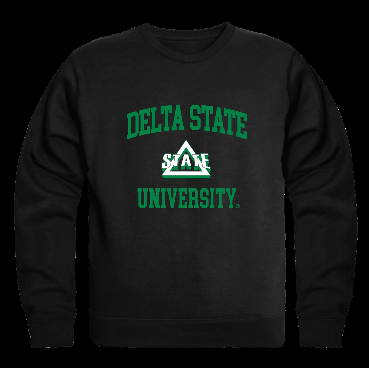 568-289-BLK-02 Delta State University Statesman Seal Crewneck Sweatshirt, Black - Medium -  W Republic