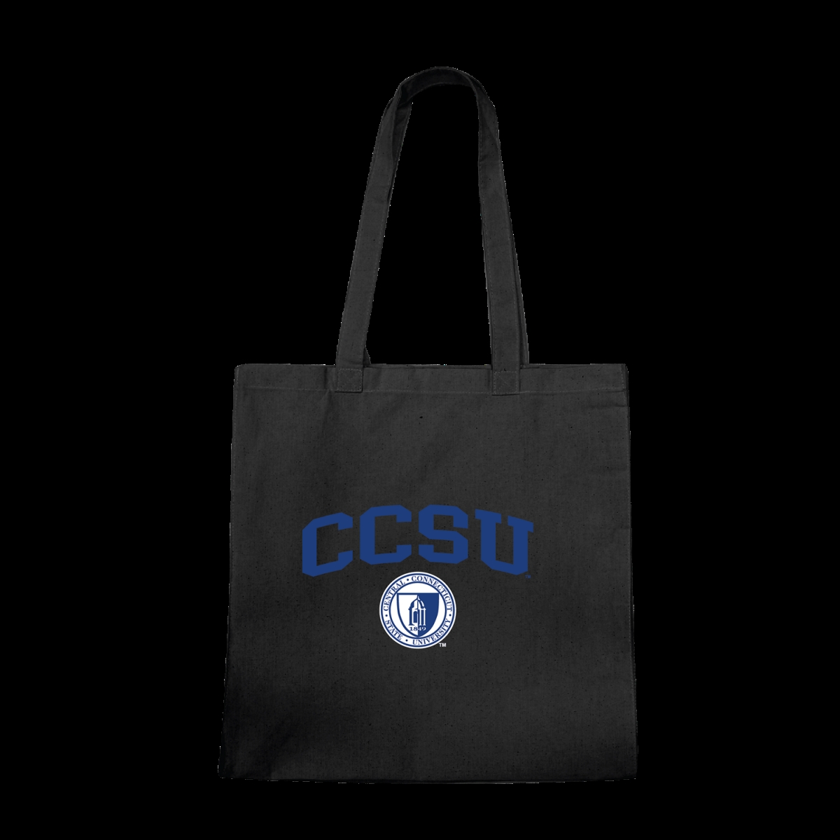 1102-113-BLK Central Connecticut State Blue Devils Institutional Seal Tote Bags, Black - One Size -  W Republic