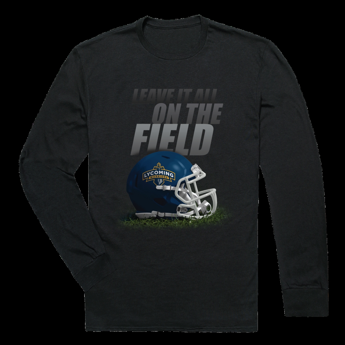 525-740-BLK-01 Lycoming College Warriors Gridiron Long Sleeve T-Shirt, Black - Small -  W Republic