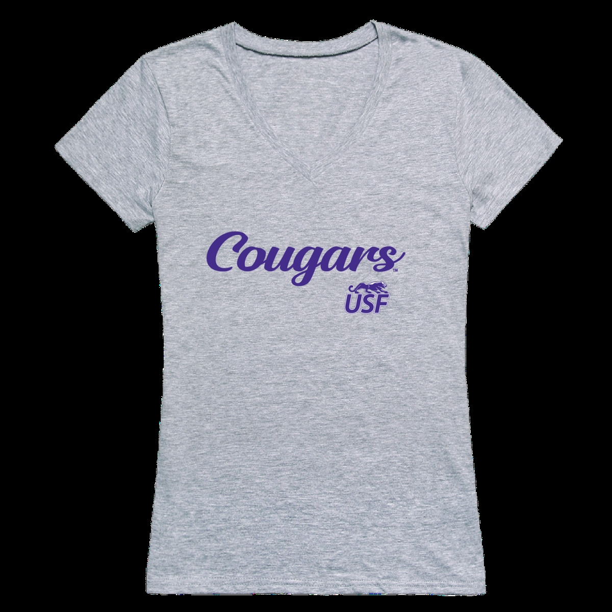 555-380-HG2-03 University of Sioux Falls Cougars Script Women T-Shirt, Heather Grey - Large -  W Republic