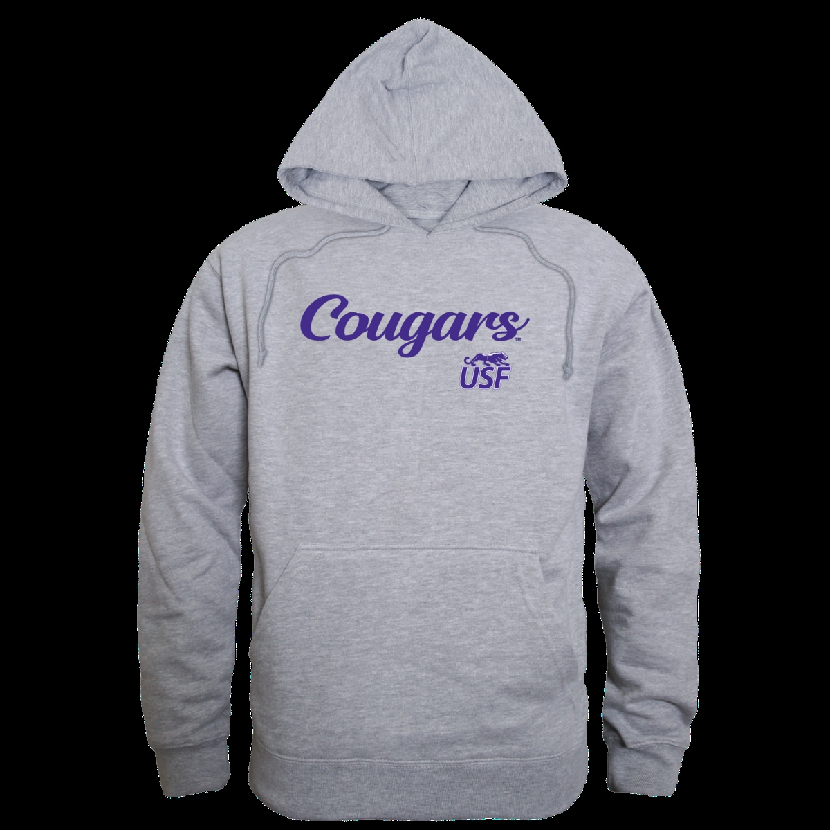 558-380-HG2-03 University of Sioux Falls Cougars Script Hoodie, Heather Grey - Large -  W Republic