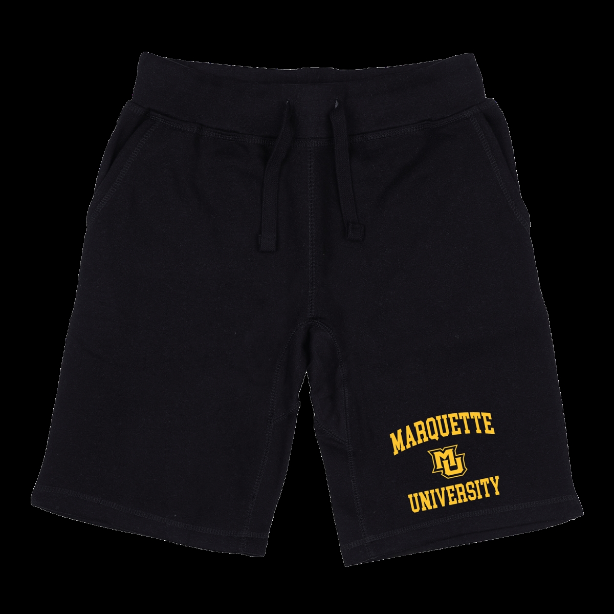 570-130-BLK-01 Marquette University Golden Eagles Seal Shorts, Black - Small -  W Republic