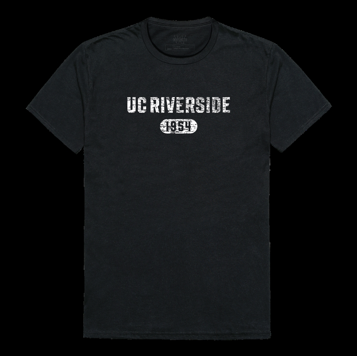 574-111-BLK-02 University of California, Riverside The Highlanders Distressed Arch College T-Shirt, Black - Medium -  W Republic